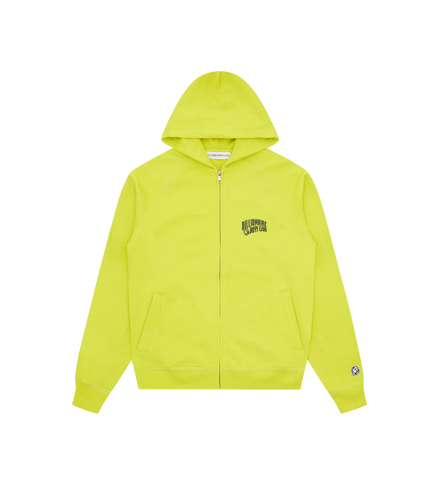SMALL ARCH LOGO ZIP THROUGH HOOD - ACID YELLOW