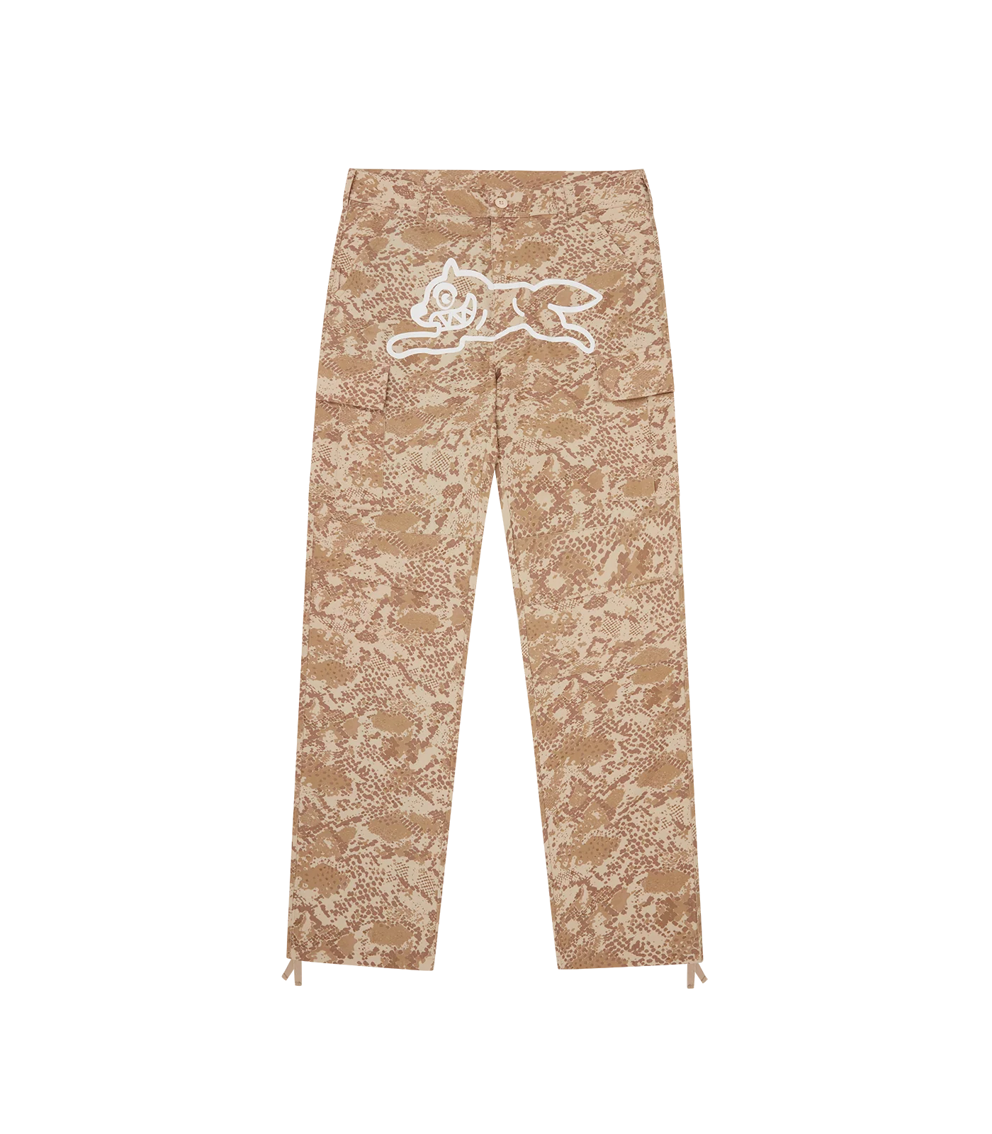 SNAKESKIN RUNNING DOG CARGO PANTS - LIGHT BROWN