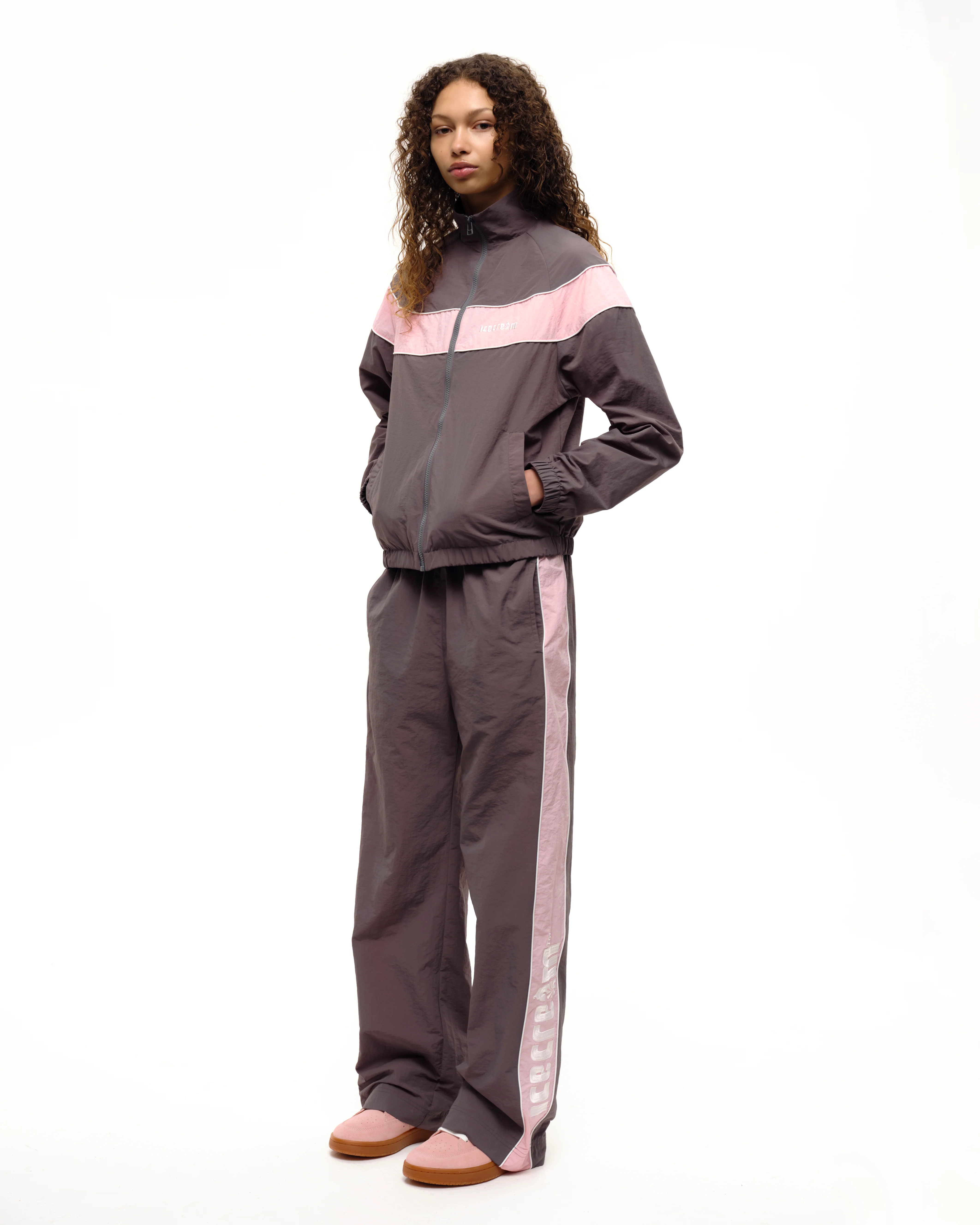 SOFT SERVE NYLON TRACK TOP - GREY/PINK - Image 3
