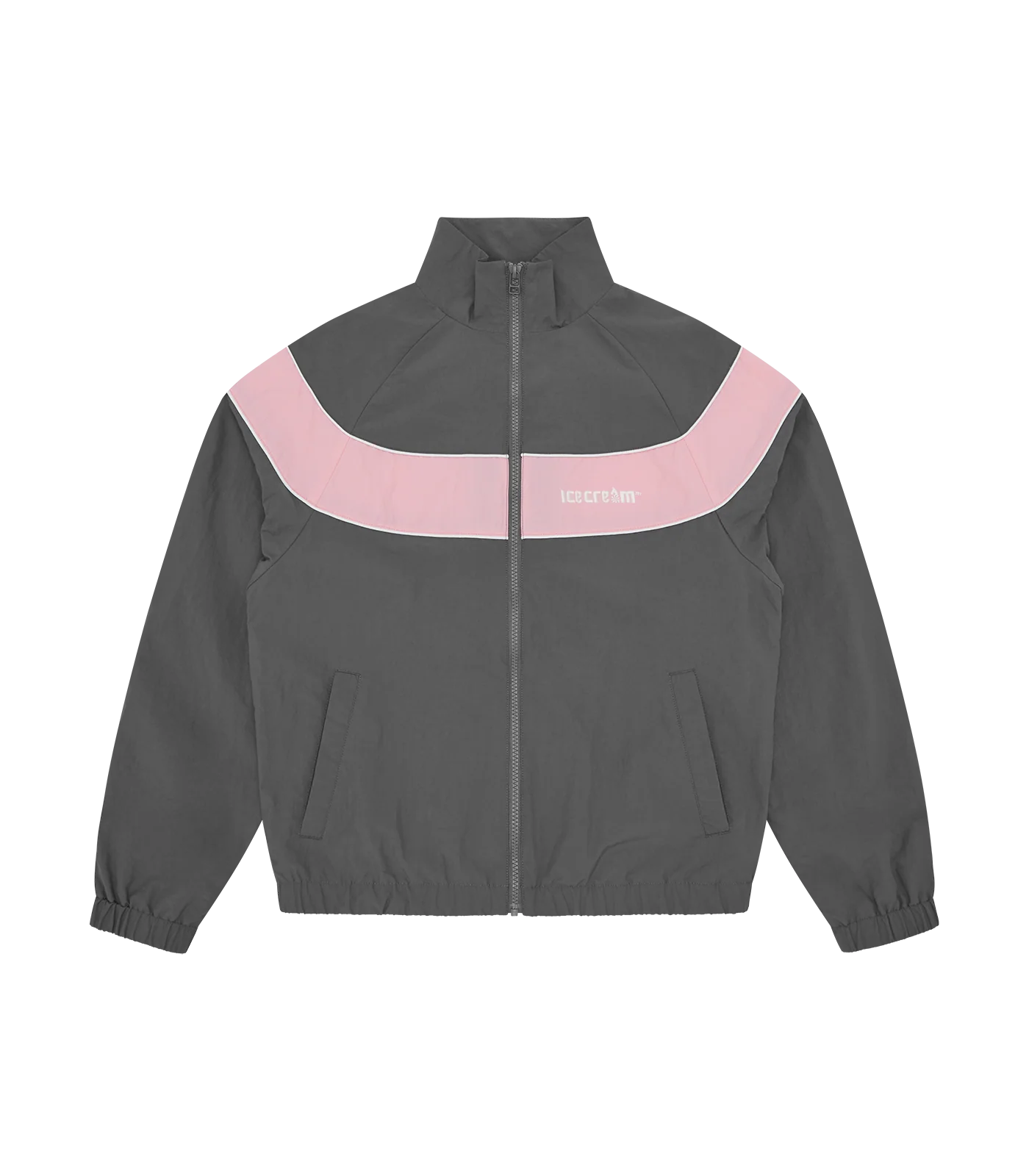 SOFT SERVE NYLON TRACK TOP - GREY/PINK