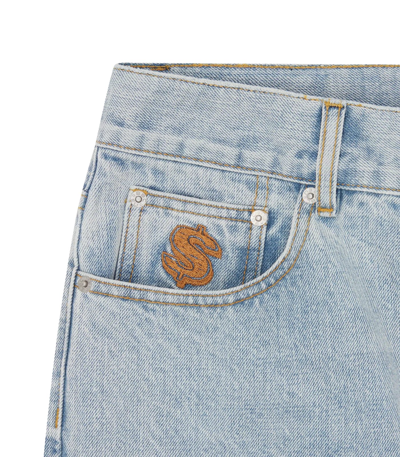 SOUVENIR STRAIGHT LEG DENIM PANTS - LIGHT WASH BLUE - Image 6