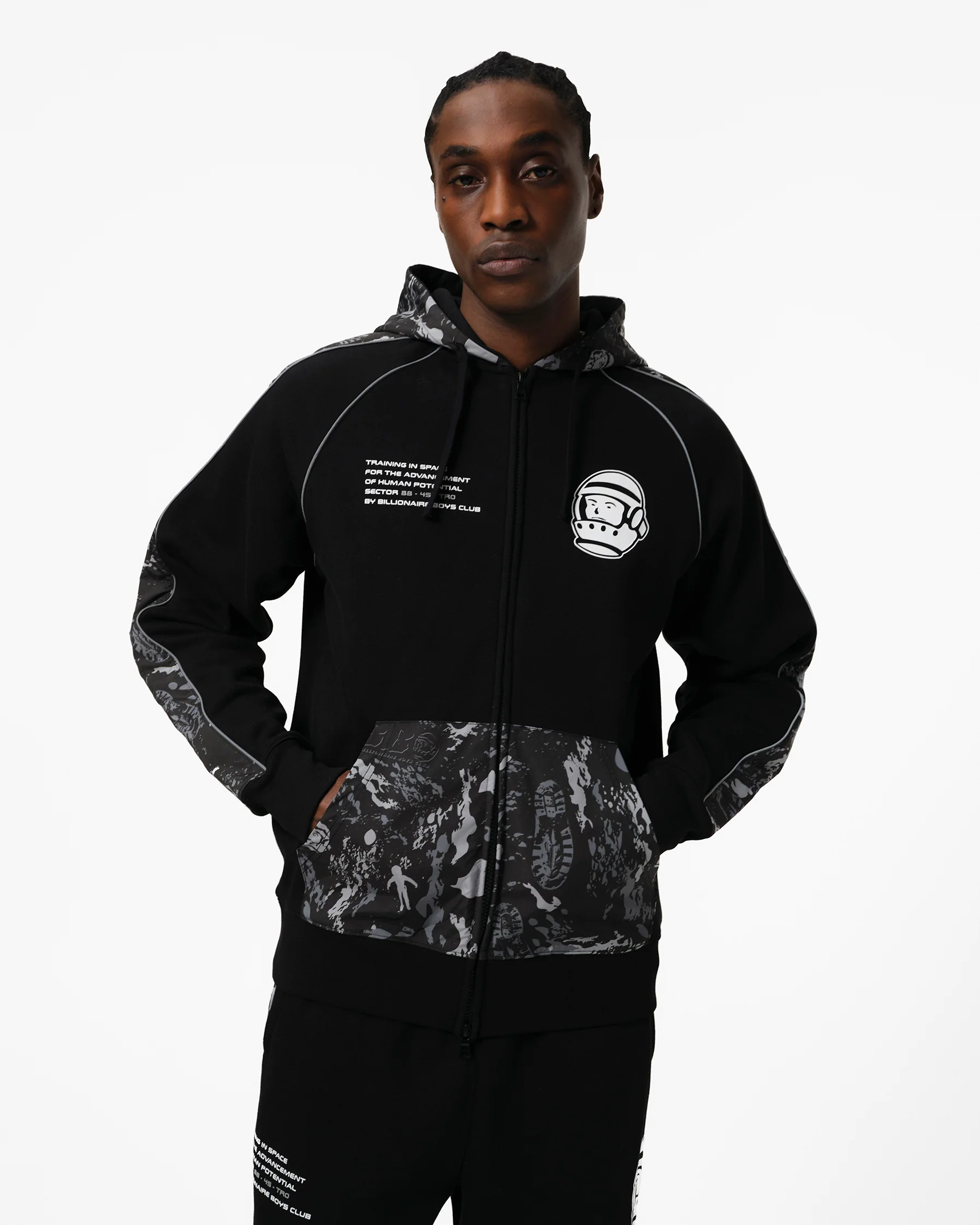 SPACE TRAINING ZIP-THROUGH HOOD - BLACK - Image 3