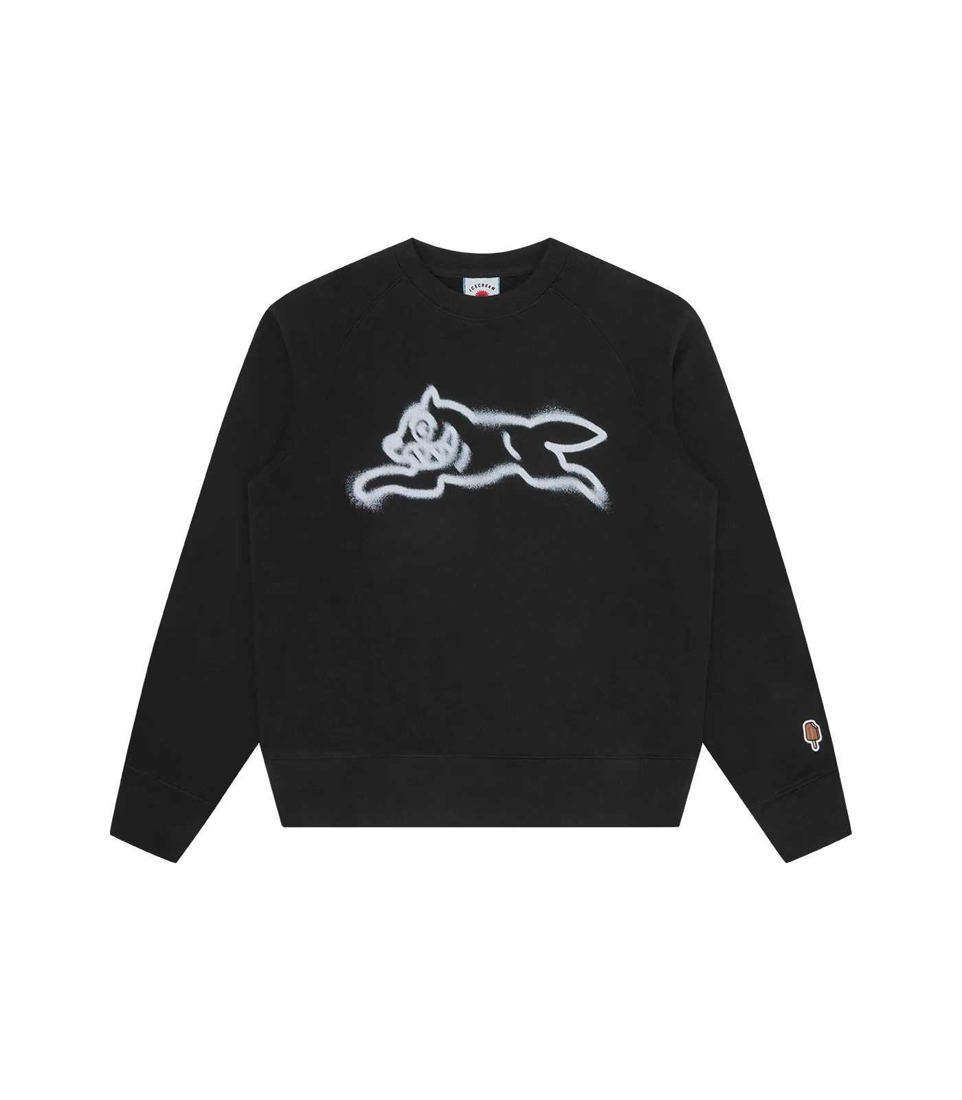 SPRAY PAINT RUNNING DOG CREWNECK - BLACK