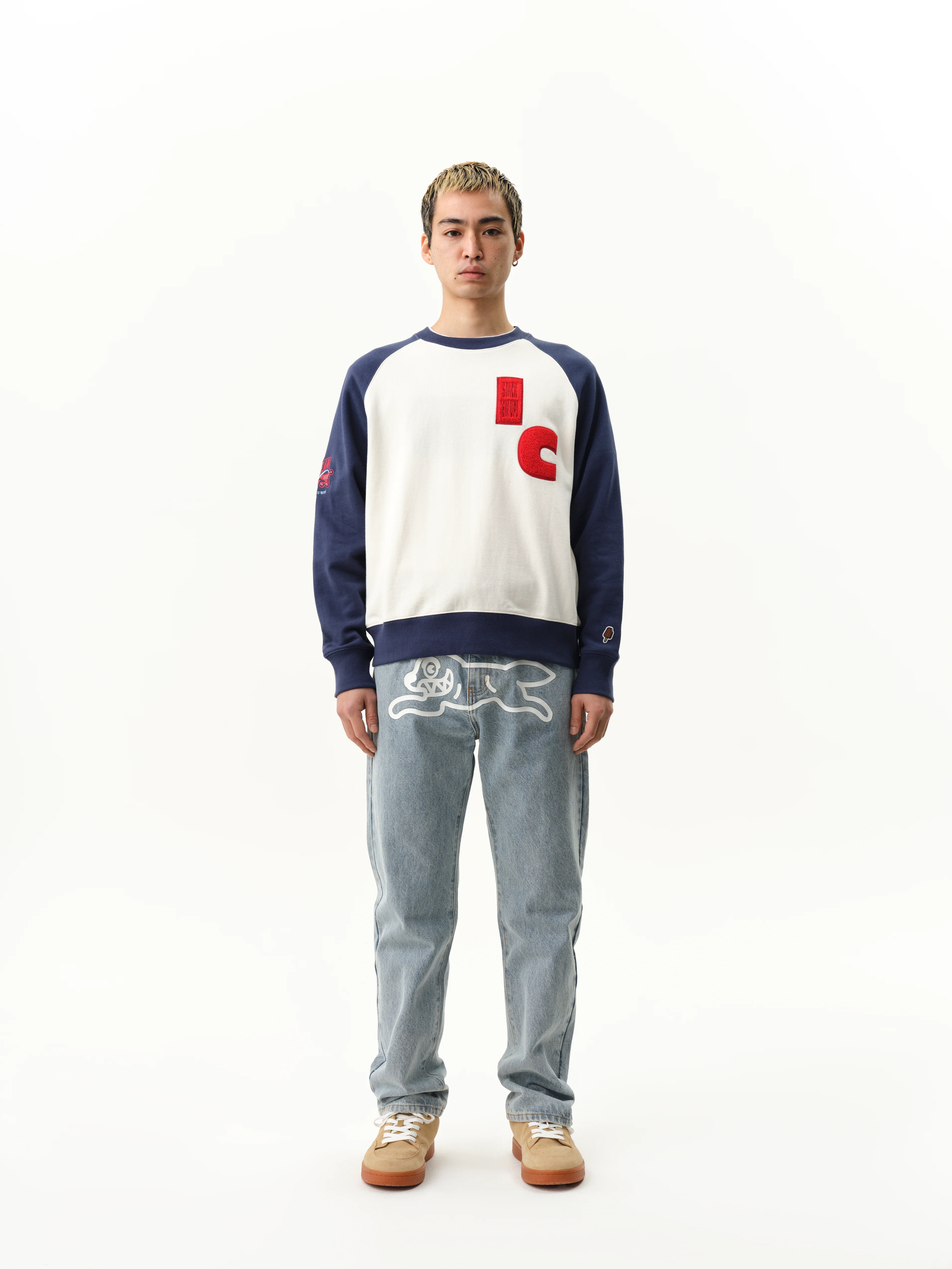 STACK EM UP CREWNECK - OFF WHITE/NAVY - Image 3