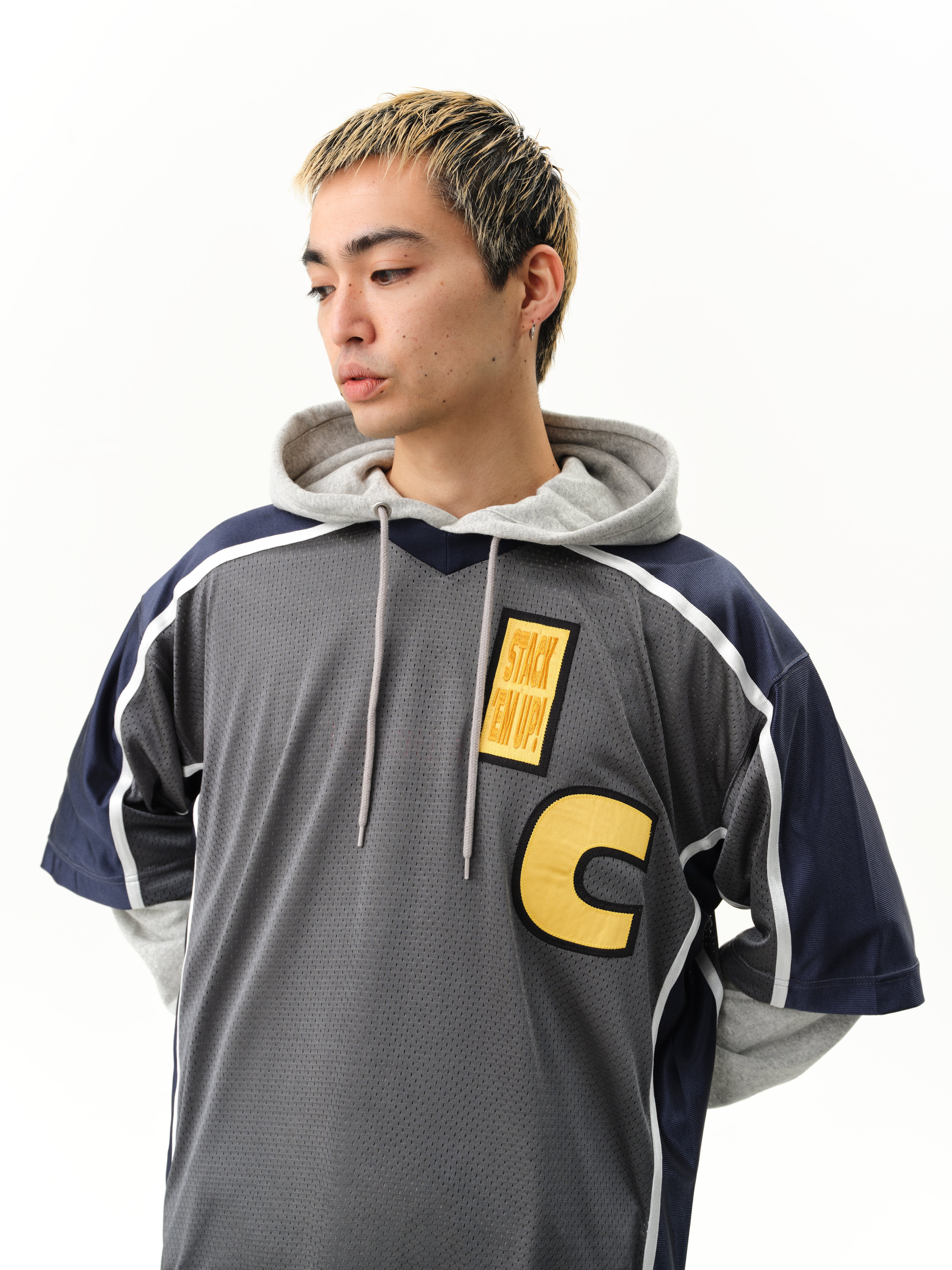 STACK EM UP FOOTBALL SHIRT - GREY/NAVY - Image 3