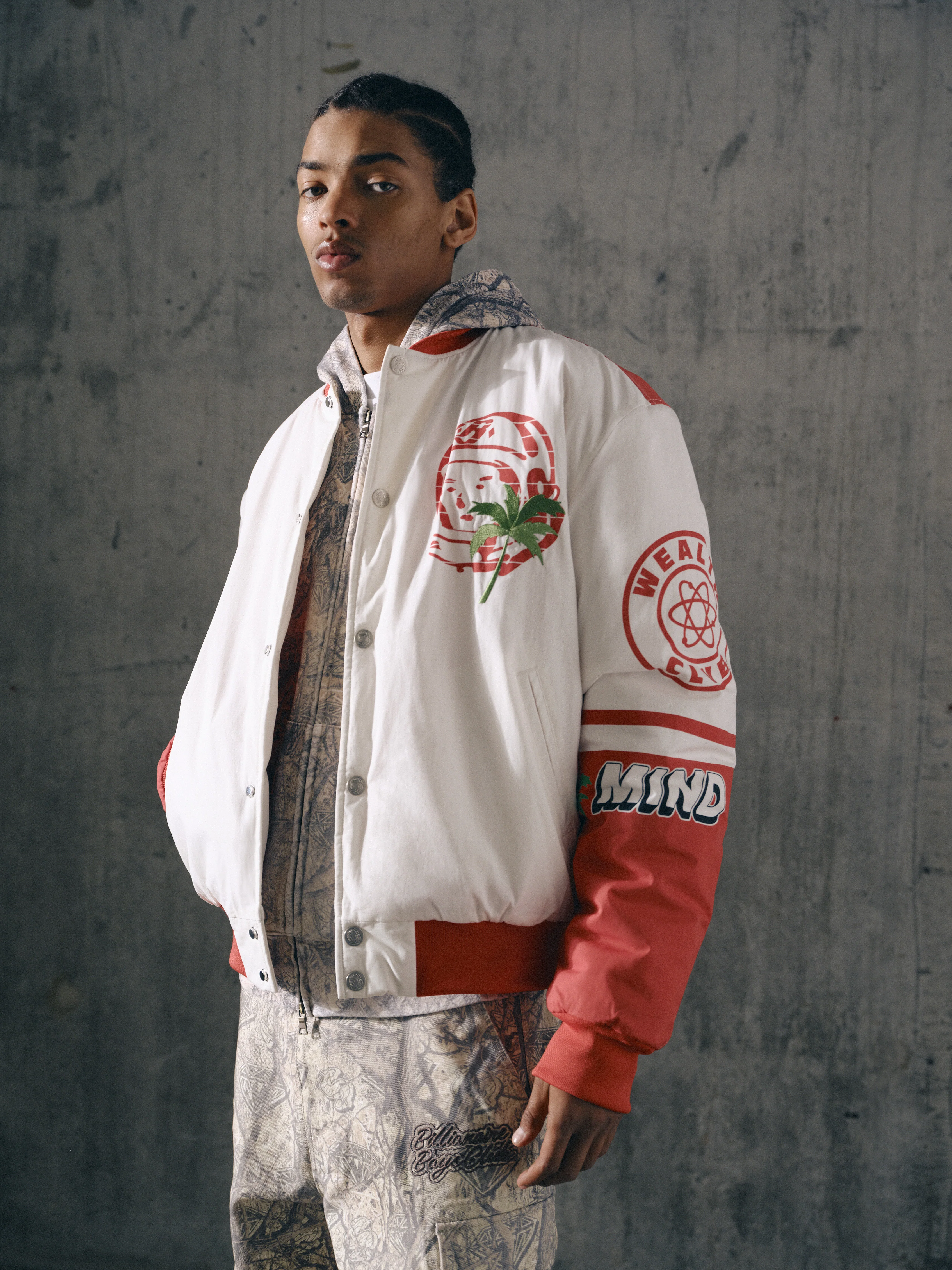 STADIUM BOMBER JACKET - WHITE/RED - Image 3