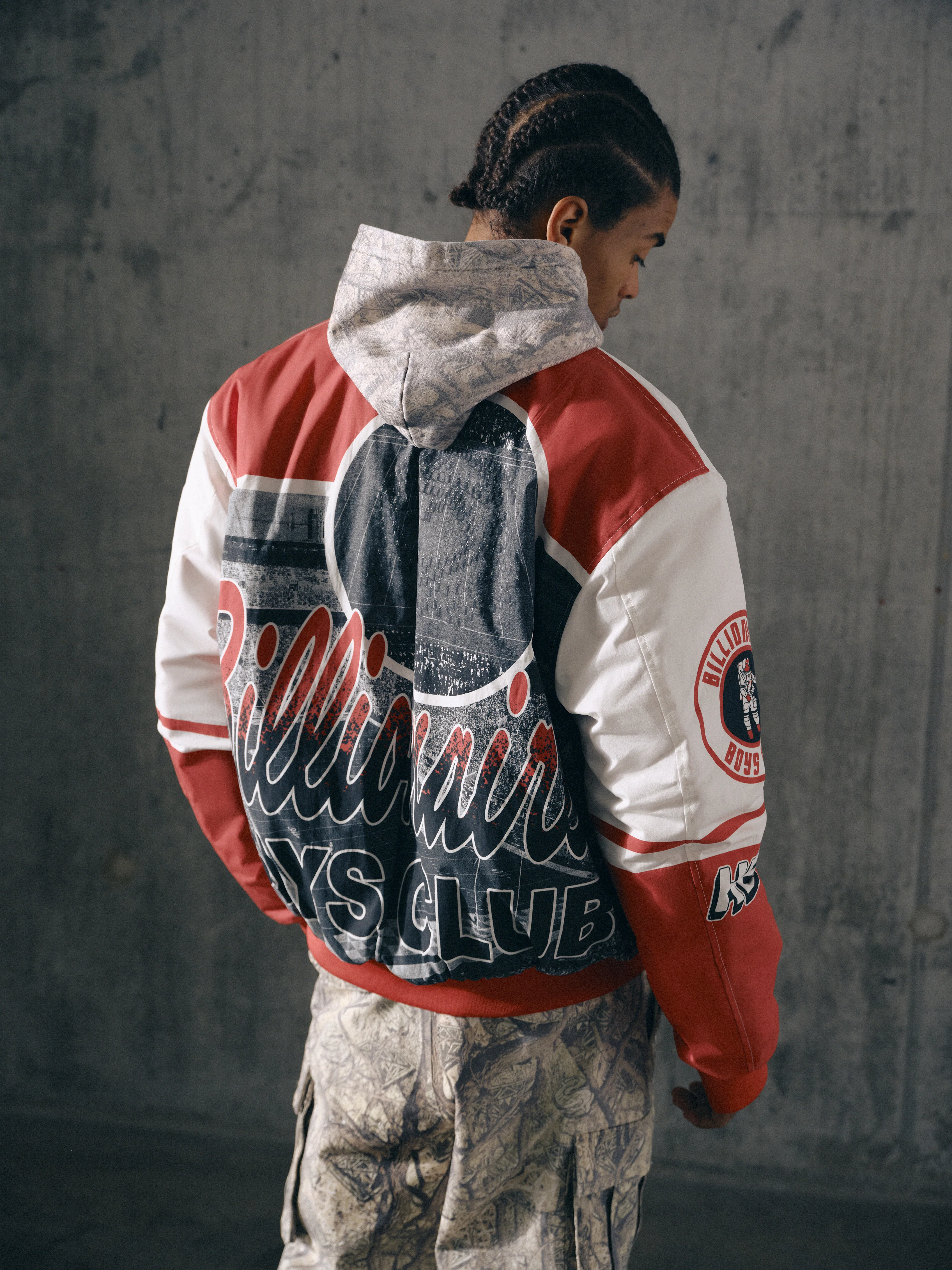 STADIUM BOMBER JACKET - WHITE/RED - Image 4