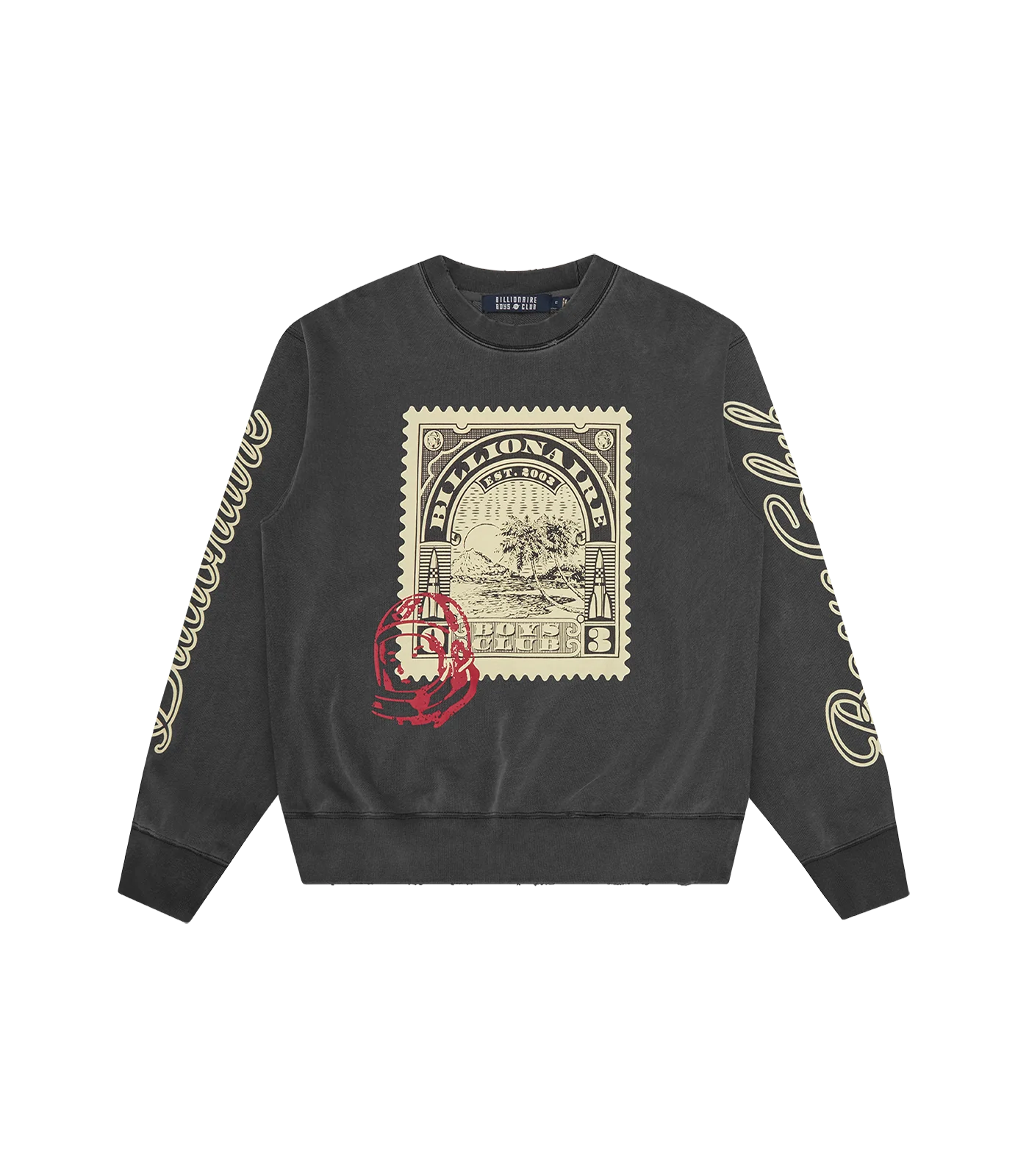 STAMP DISTRESSED OVERSIZED CREWNECK - WASHED BLACK