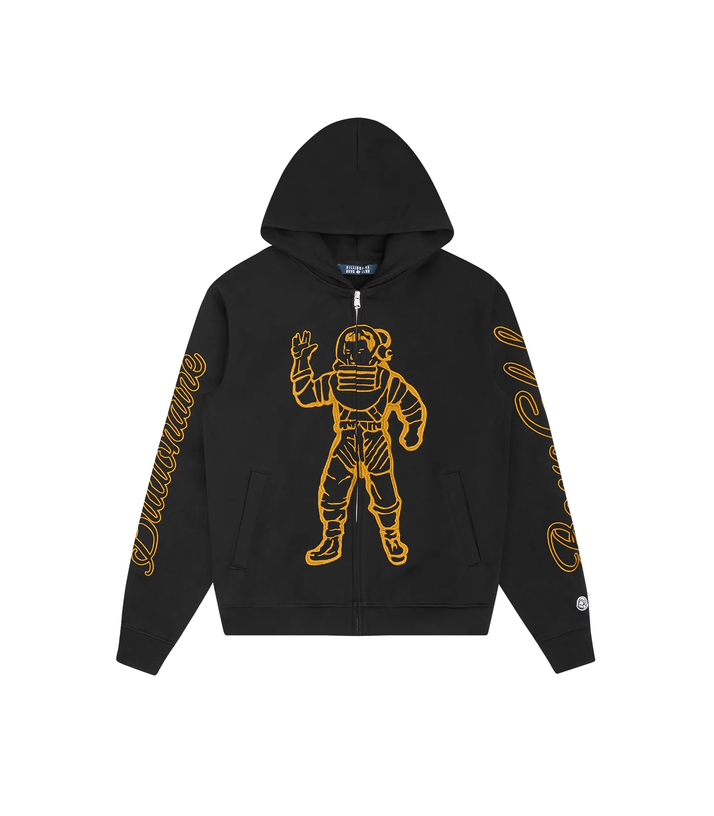 STANDING ASTRO EMBROIDERED ZIP THROUGH HOOD - BLACK