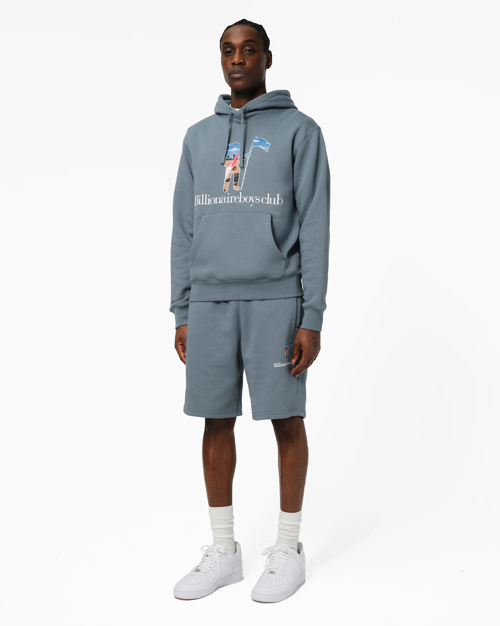 STANDING ASTRO SERIF SWEATSHORTS - SLATE BLUE - Image 3