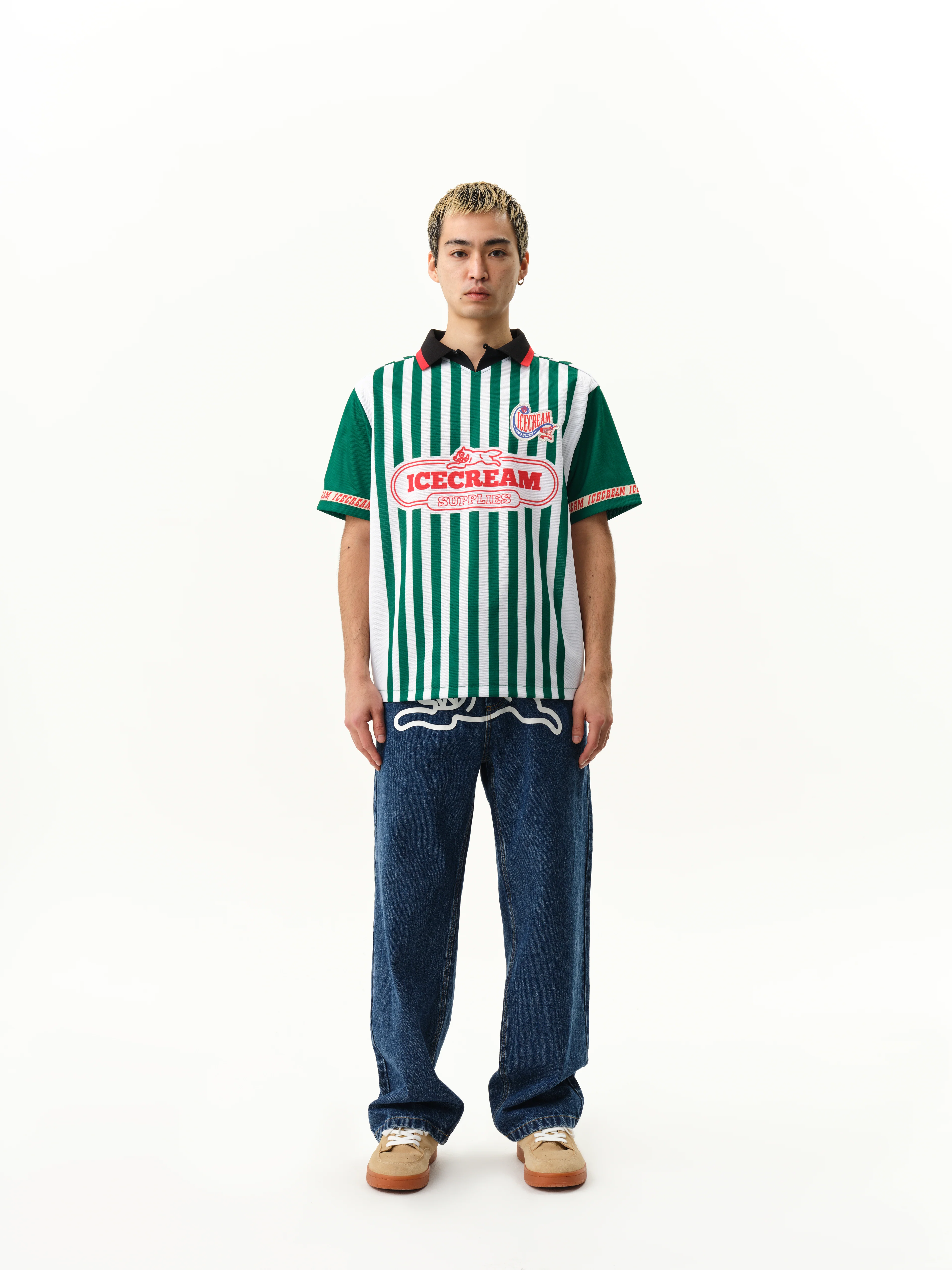 STRIPED FOOTBALL SHIRT - GREEN - Image 3