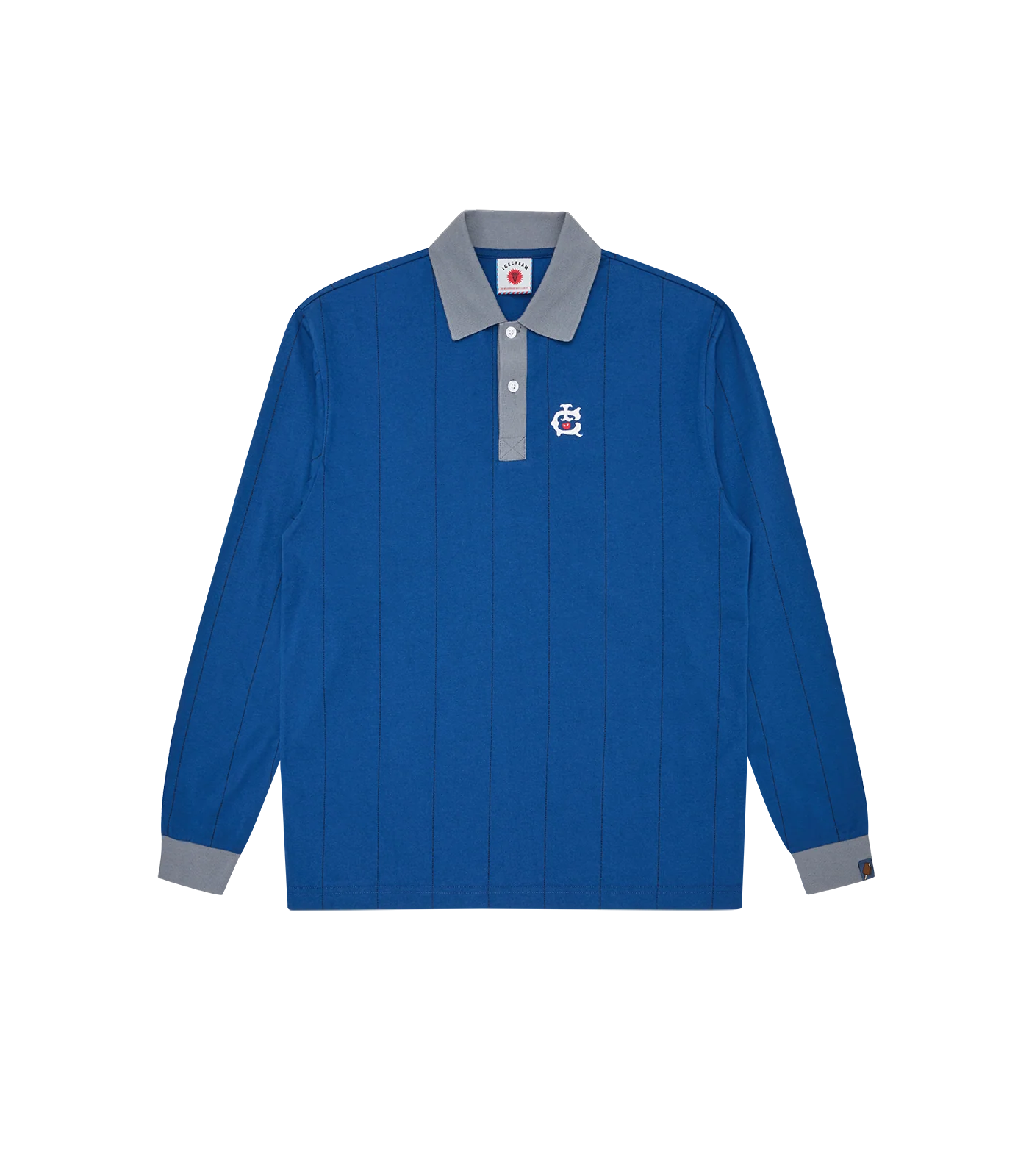 TEAM IC PINSTRIPE L/S POLO SHIRT - NAVY
