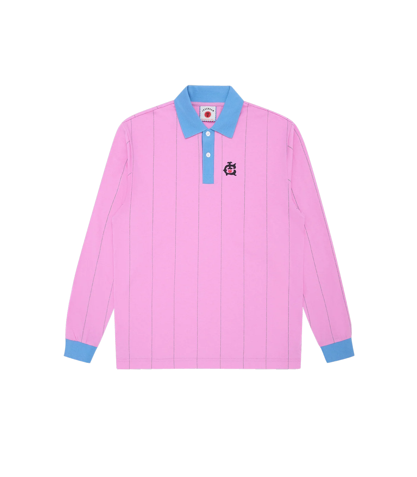 TEAM IC PINSTRIPE L/S POLO SHIRT - PINK