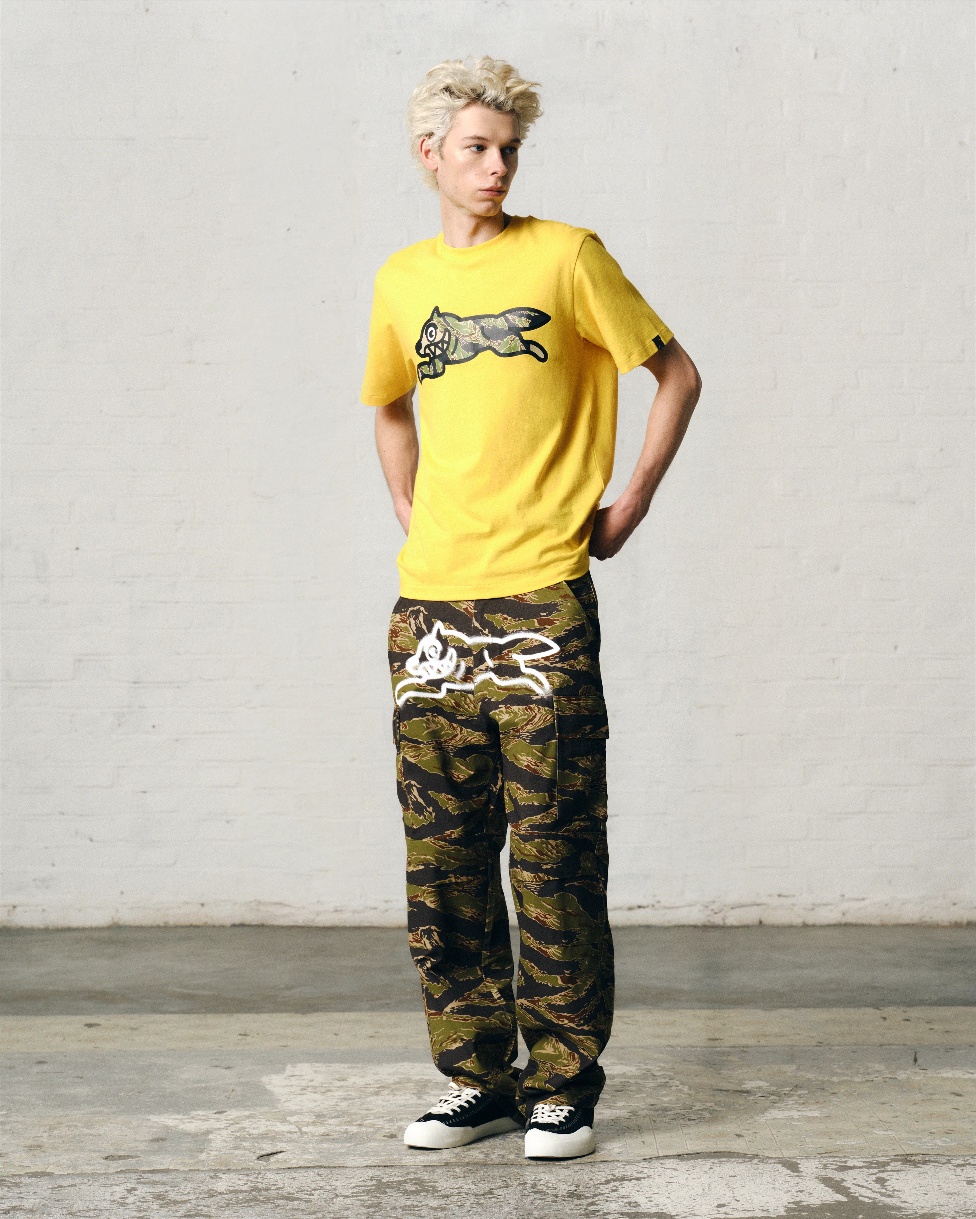 TIGER STRIPE RUNNING DOG T-SHIRT - YELLOW - Image 3