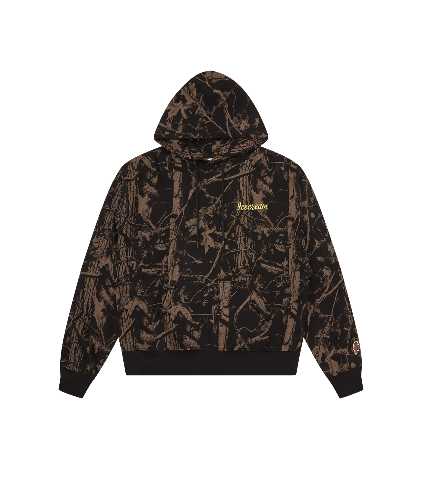 TREE CAMO OVERSIZED POPOVER HOOD - BLACK