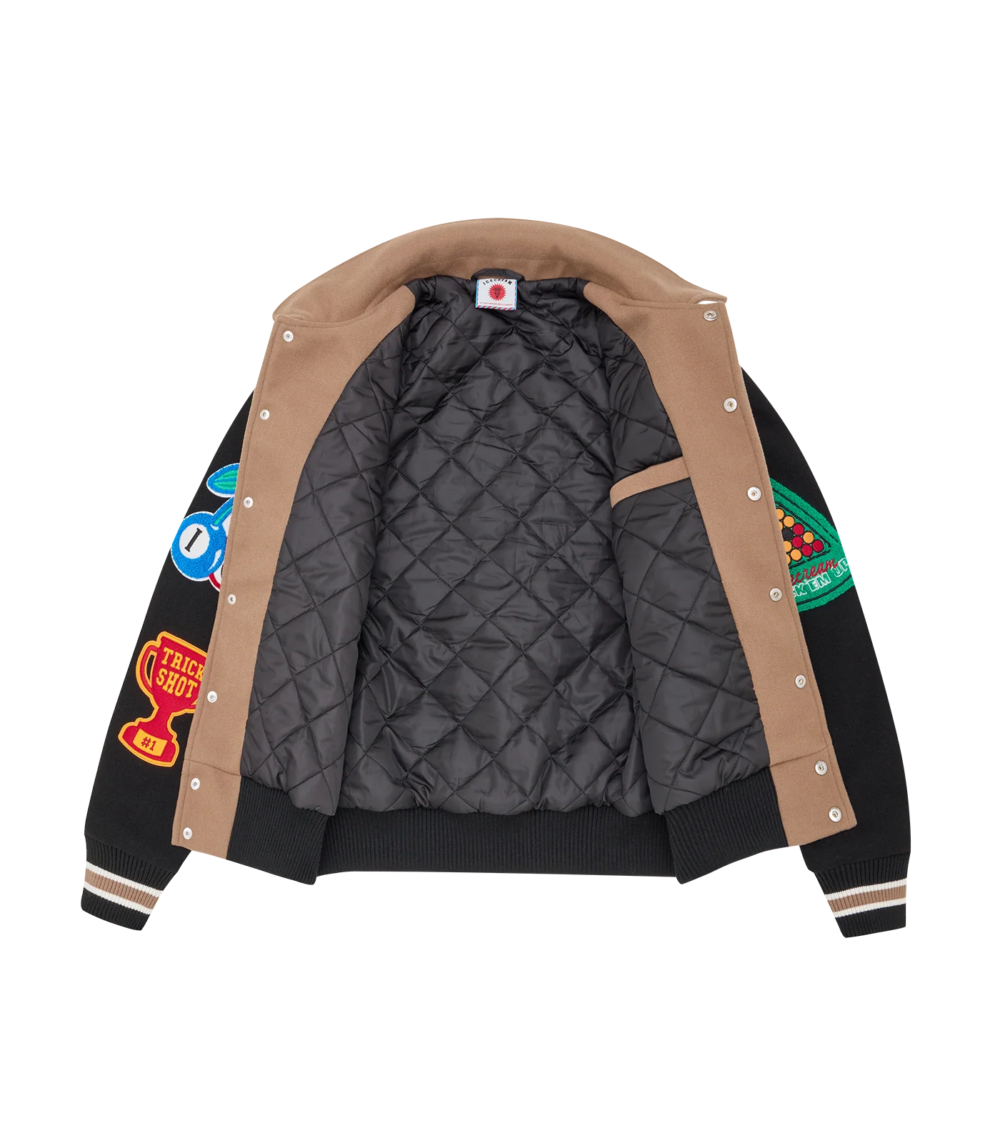 TRICK SHOT COLLARED VARSITY JACKET - TAUPE - Image 5