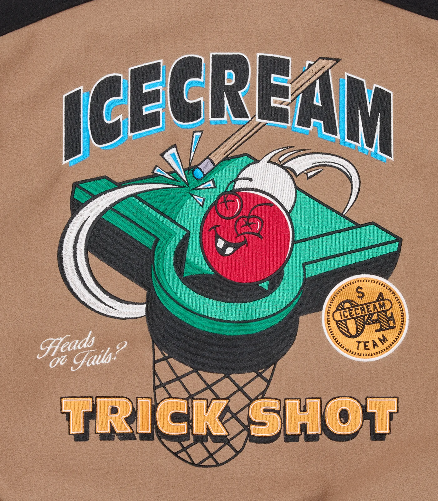 TRICK SHOT COLLARED VARSITY JACKET - TAUPE - Image 9