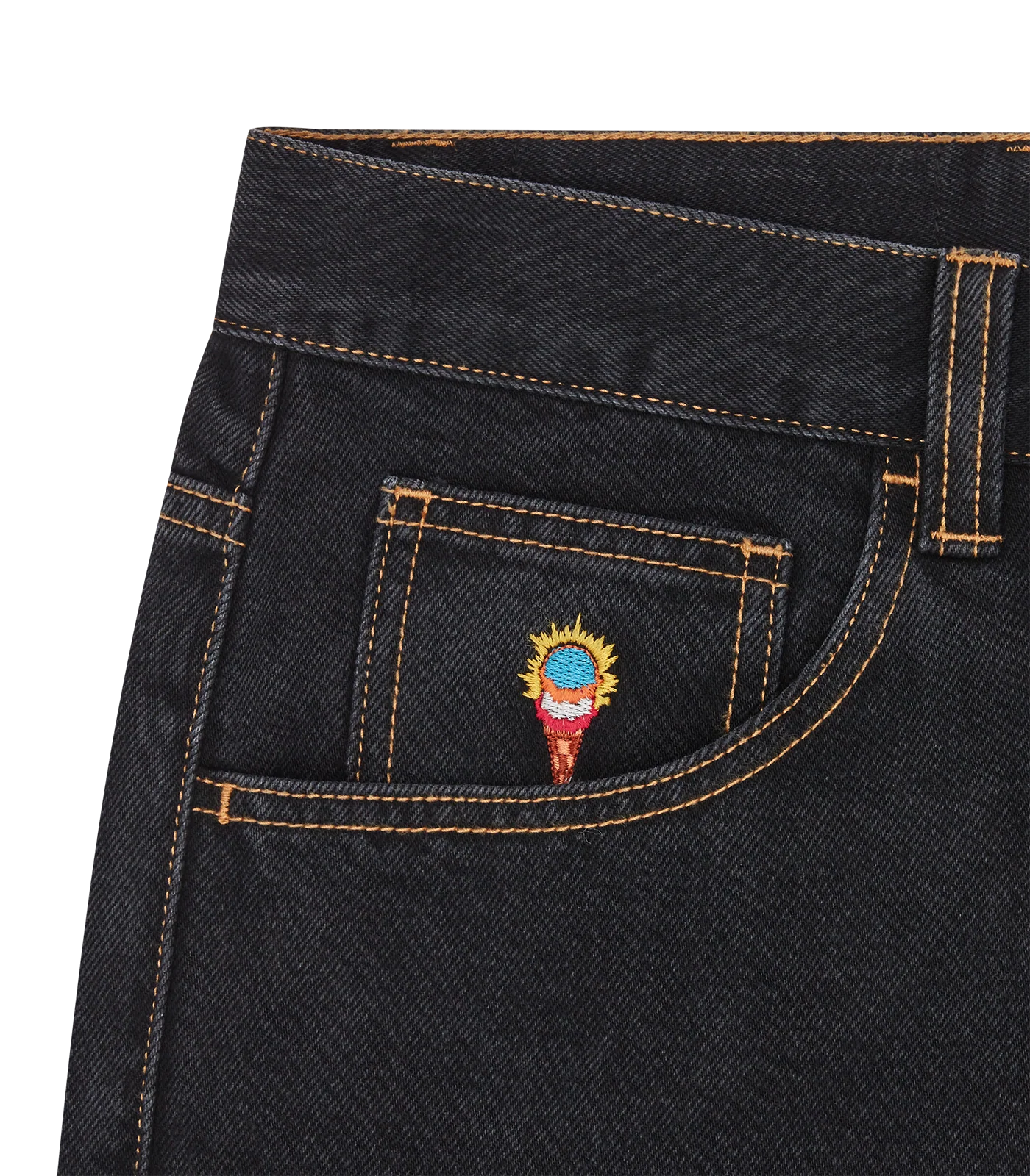 TRIPLE SCOOP DENIM PANTS - BLACK - Image 4