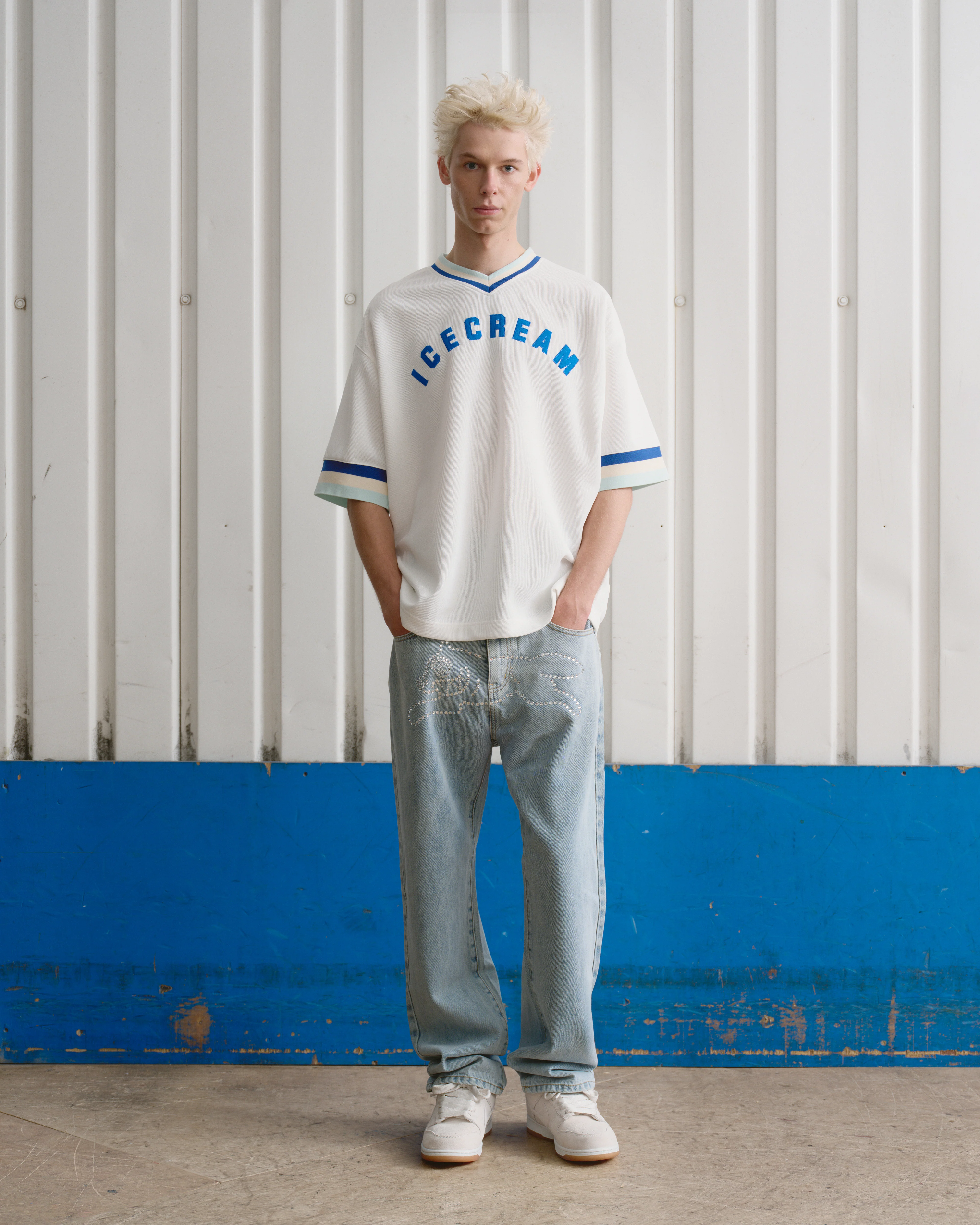 V-NECK SPORTS JERSEY - WHITE - Image 2
