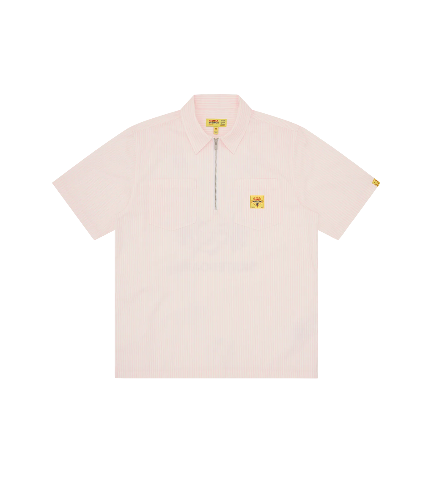 WAITRESS QUARTER ZIP WORK SHIRT - PINK STRIPE