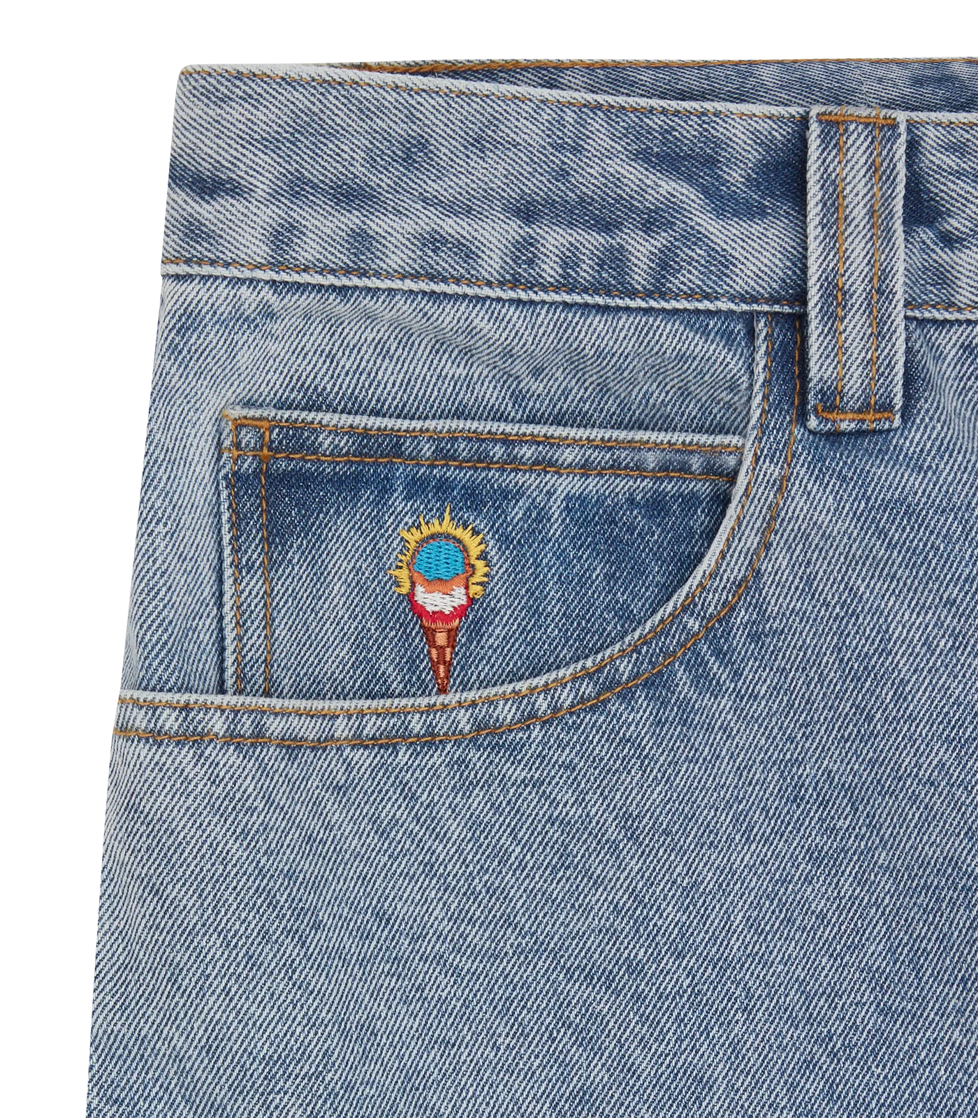 WESTERN DENIM PANTS - LIGHT WASH BLUE - Image 5