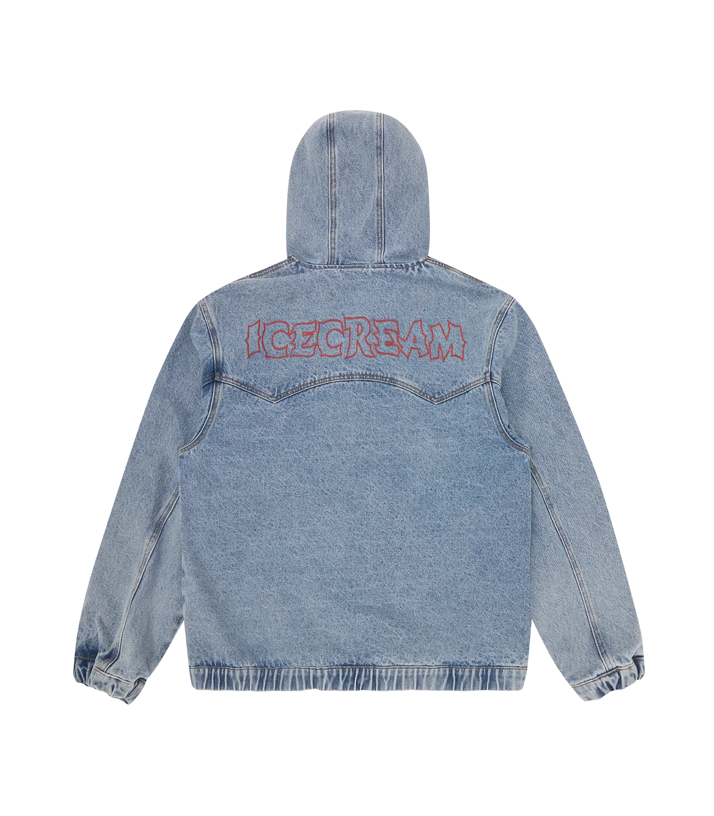 WESTERN HOODED ZIP THROUGH DENIM JACKET - LIGHT WASH BLUE - Image 4