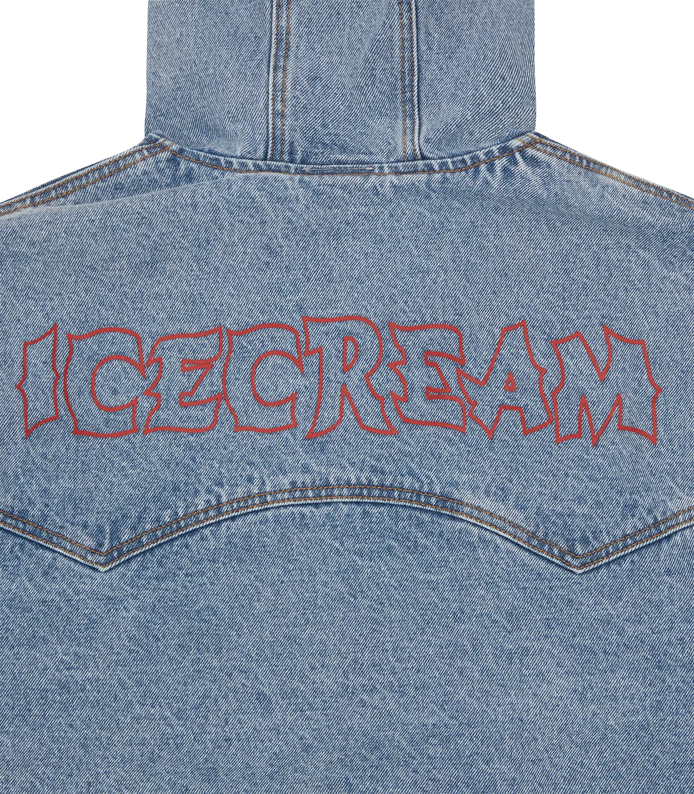 WESTERN HOODED ZIP THROUGH DENIM JACKET - LIGHT WASH BLUE - Image 8