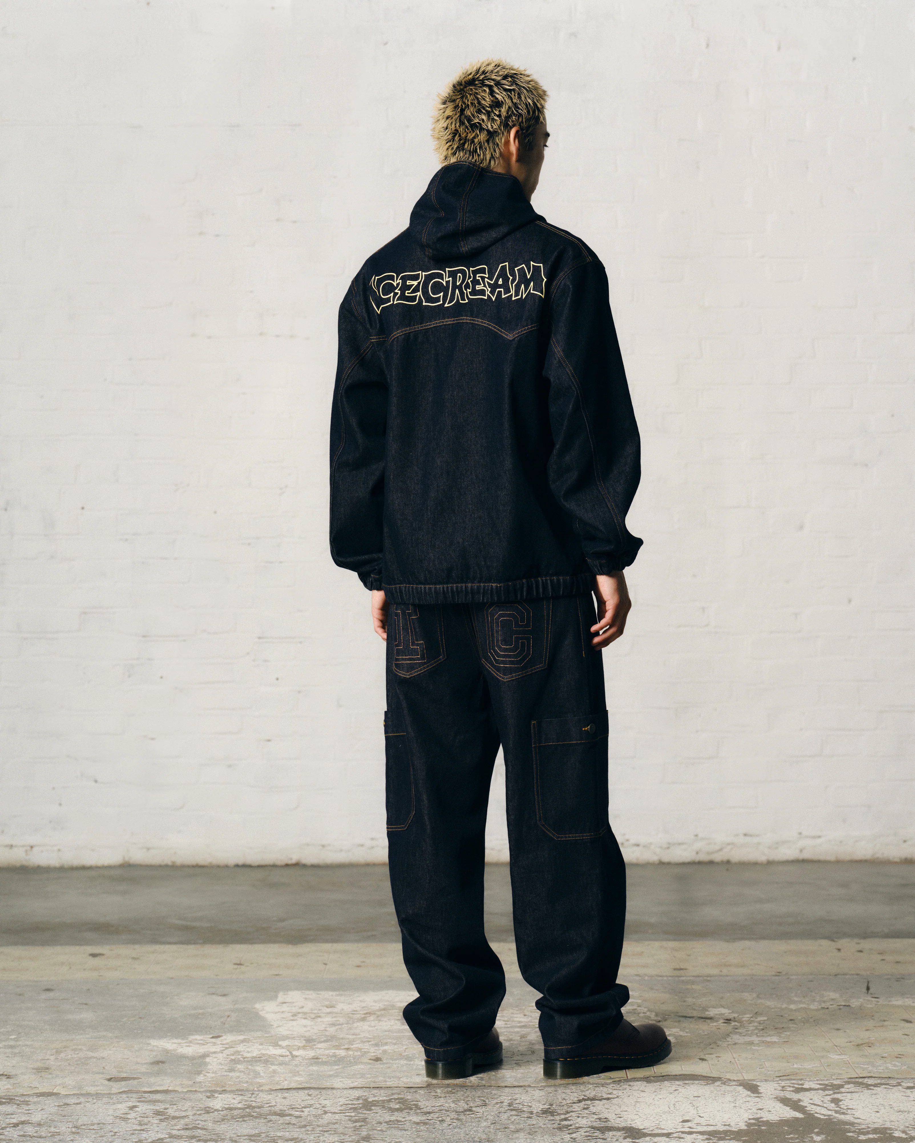 WESTERN PANELLED ZIP THROUGH DENIM JACKET - INDIGO - Image 4