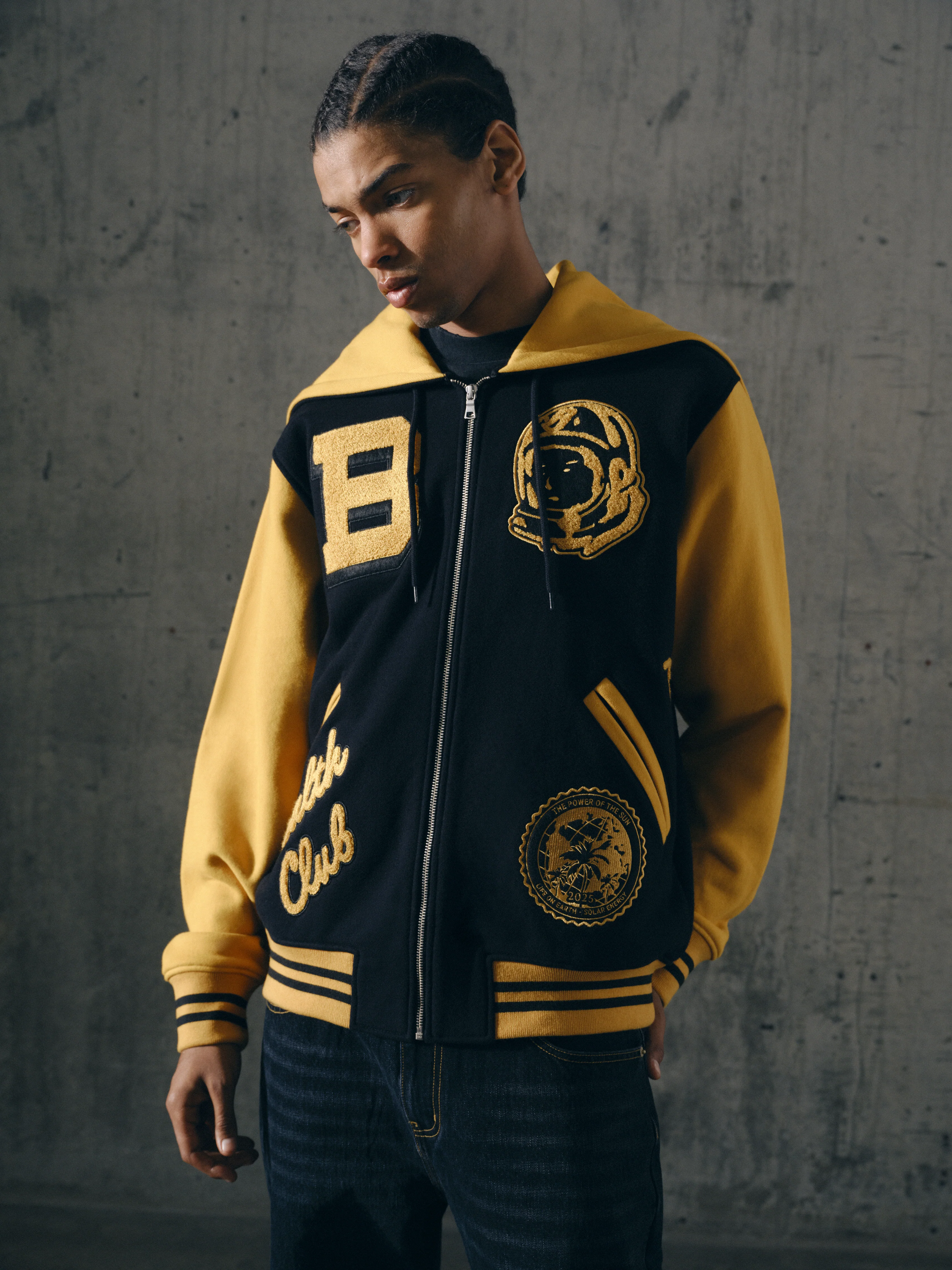 WORLD COLLEGE CHEERLEADER ZIP THROUGH HOOD - BLACK/YELLOW - Image 3