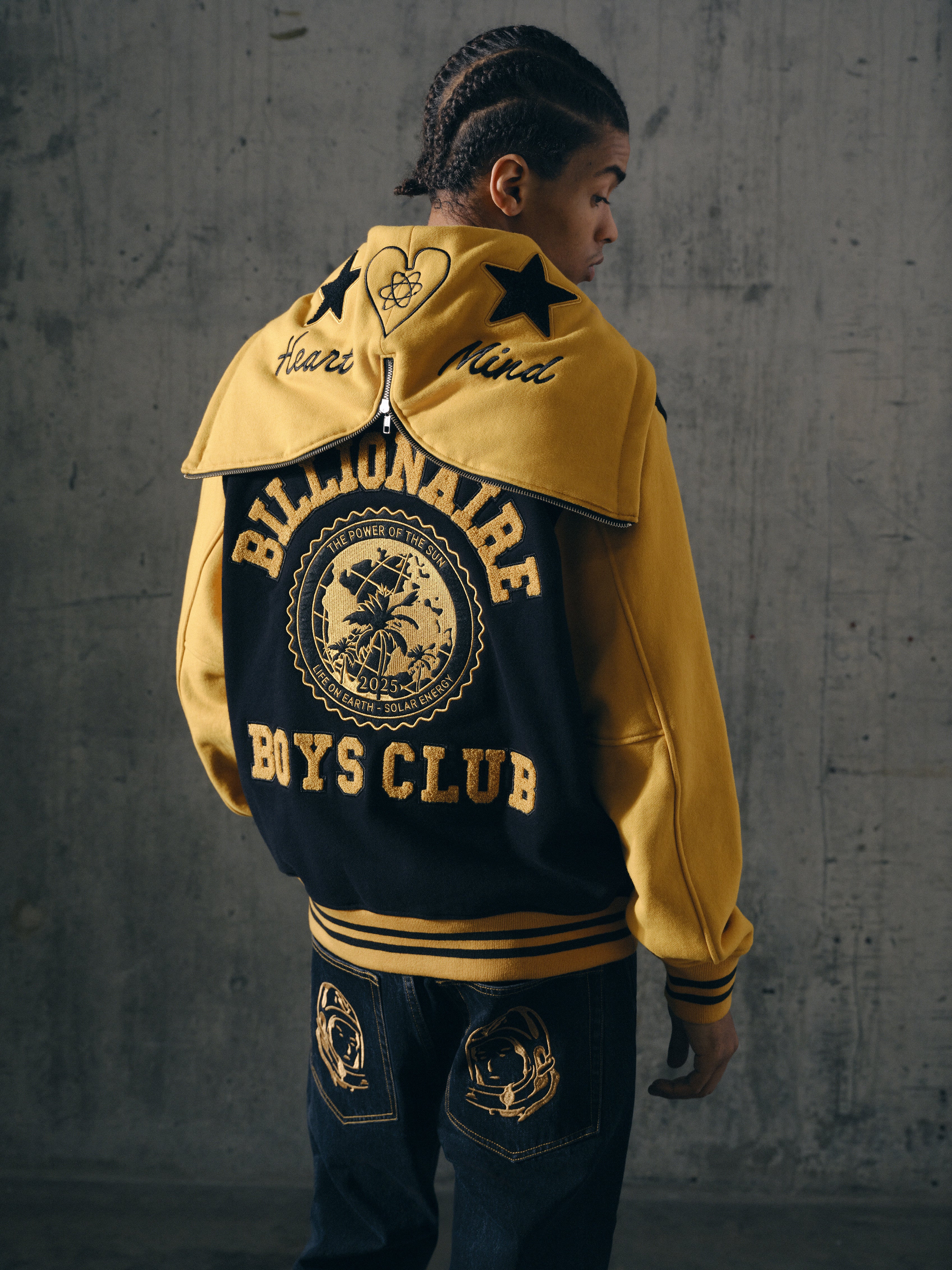 WORLD COLLEGE CHEERLEADER ZIP THROUGH HOOD - BLACK/YELLOW - Image 4