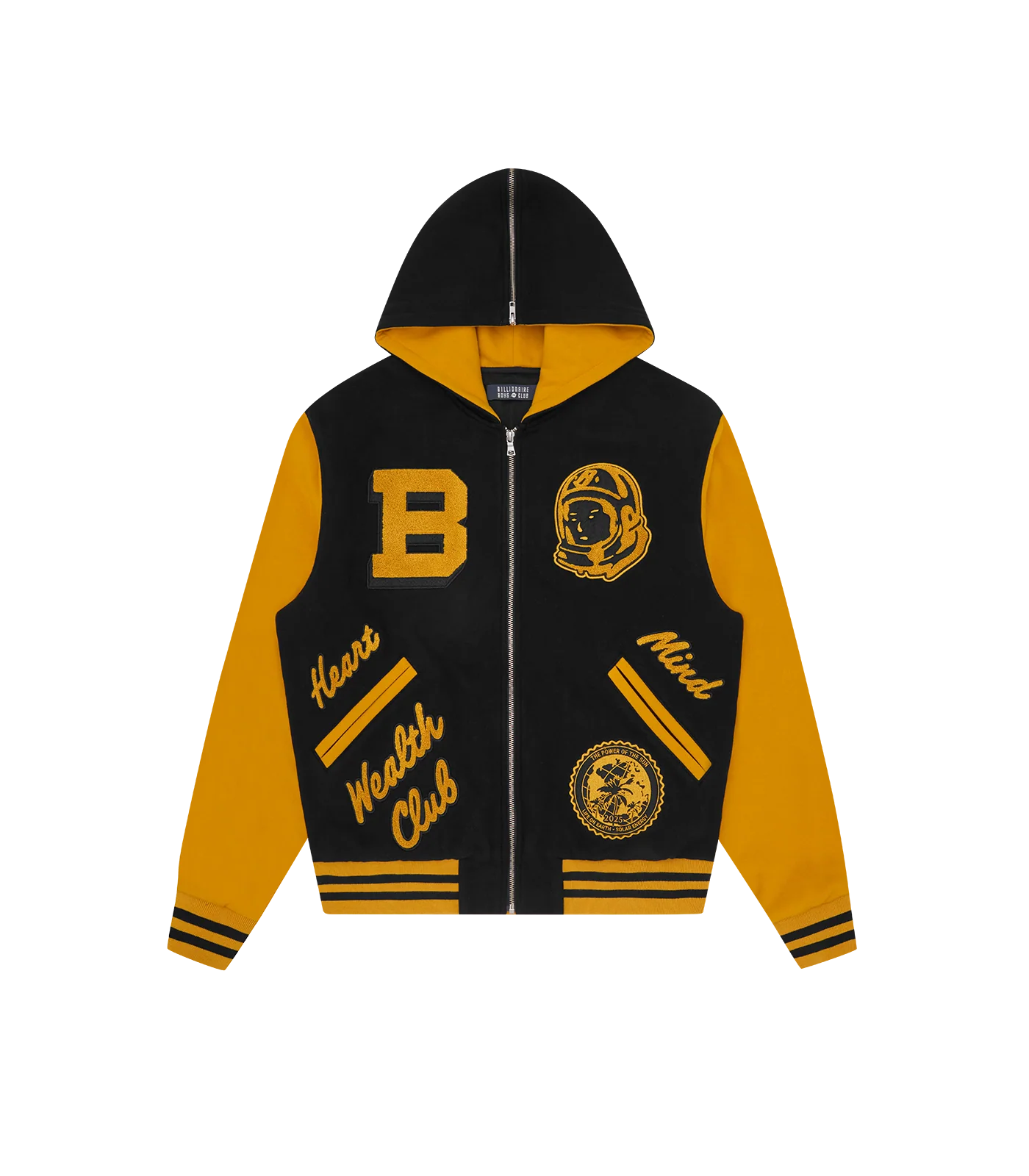 WORLD COLLEGE CHEERLEADER ZIP THROUGH HOOD - BLACK/YELLOW - Image 5